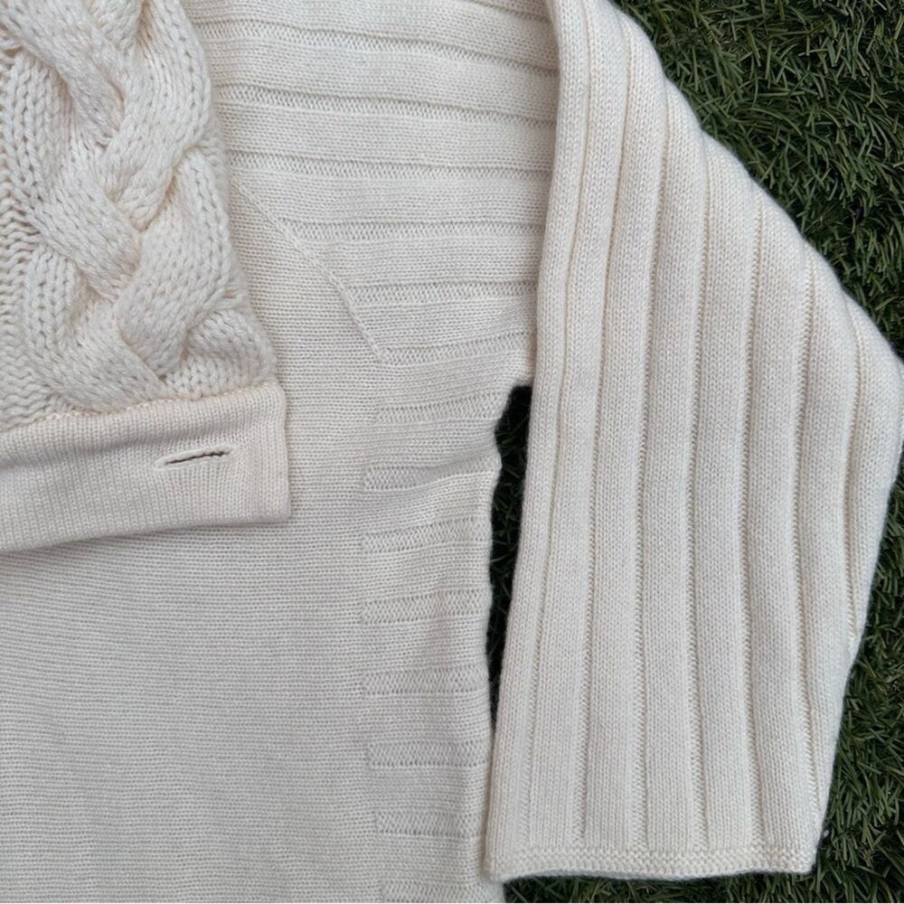 Hawick Cashmere of Scotland Shawl Collar Cable Knit 3/4 Sleeve Sweater Dress M - Picture 7 of 10